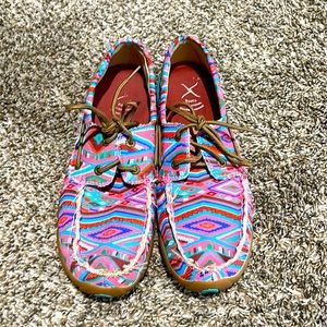 Twisted X Pink Driving Moccasin Boat Shoes Size 9